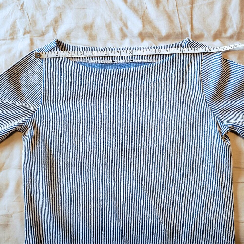 NWOT J. Crew Seersucker Blue Striped Top - Picture 8 of 10
